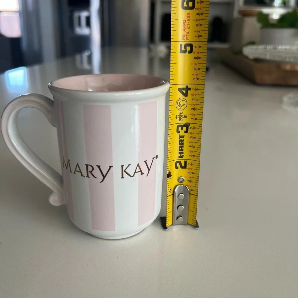 Mary Kay Vintage Coffee / Tea Mug - Pink & White Striped - Gold Script Ceramic - Picture 10 of 11